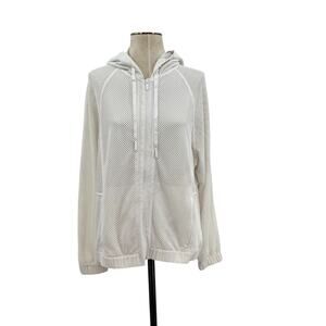 Lululemon‎ Mesh on Mesh Jacket Zip Up Hooded White Size 10